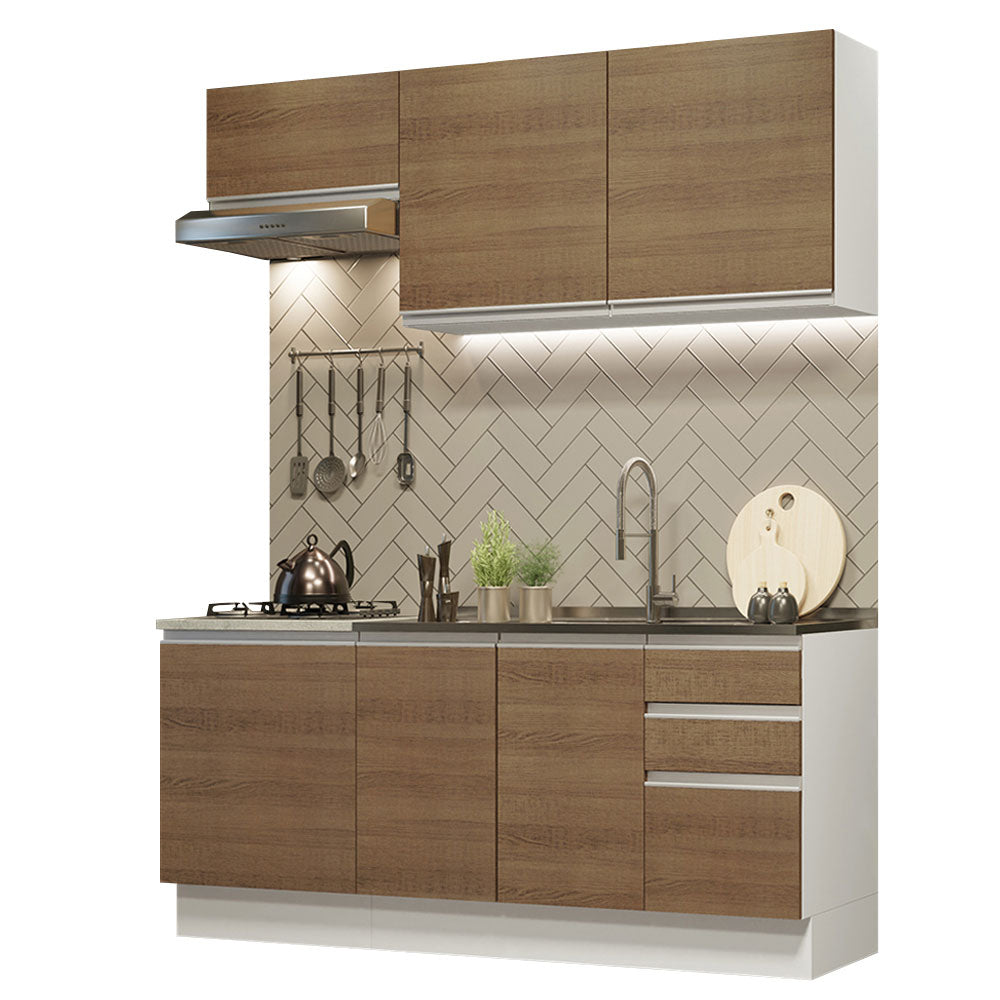 Armário de Cozinha Compacta 180cm Branco Rustic Glamy Madesa 07