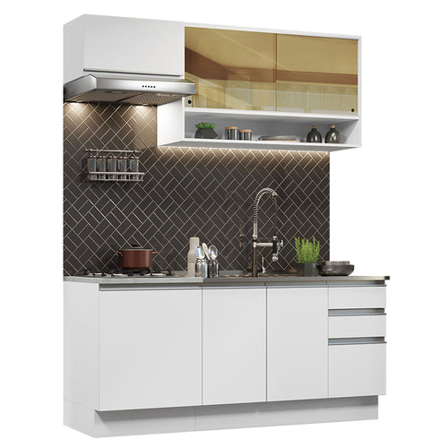 Armário de Cozinha Compacta 180cm Branco Glamy Madesa 08