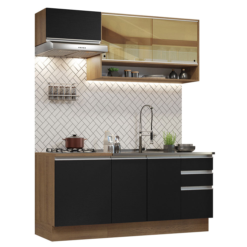 Armário de Cozinha Compacta 180cm Rustic Preto Glamy Madesa 08