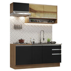 Armário de Cozinha Compacta 180cm Rustic Preto Glamy Madesa 08