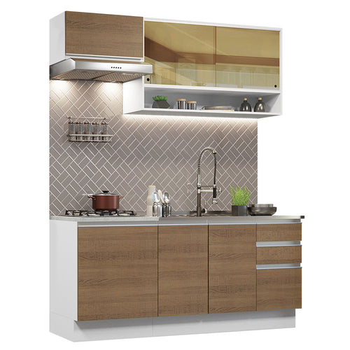 Armário de Cozinha Compacta 180cm Branco Rustic Glamy Madesa 08