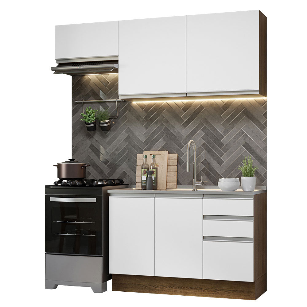 Armário de Cozinha Compacta 180cm Rustic/Branco Glamy Madesa 09