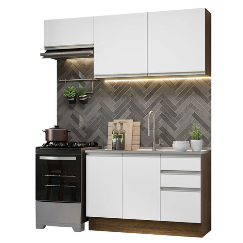 Armário de Cozinha Compacta 180cm Rustic/Branco Glamy Madesa 09