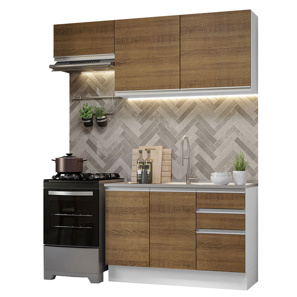 Armário de Cozinha Compacta 180cm Branco/Rustic Glamy Madesa 09