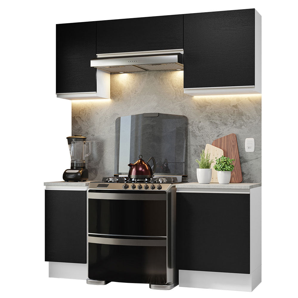 Armário de Cozinha Compacta 180cm Branco/Preto Glamy Madesa 12