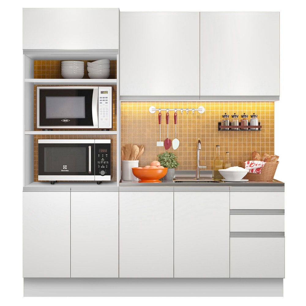 Armário de Cozinha Compacta 190cm Branco Laura Madesa 02
