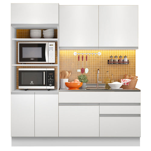 Armário de Cozinha Compacta 6 Portas 2 Gavetas (Sem Tampo e Pia) Branco Lívia Madesa