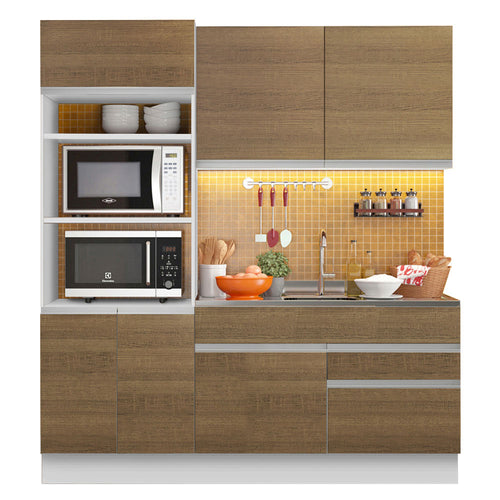 Armário de Cozinha Compacta 6 Portas 2 Gavetas (Sem Tampo e Pia) Branco/Rustic Lívia Madesa