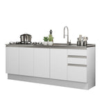 Kit com 2 Balcões de Cozinha Madesa Glamy 4 Portas 3 Gavetas (Sem Tampo e Pia) Branco Branco