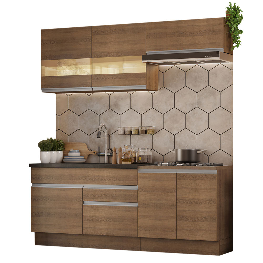 Armário de Cozinha Compacta 200cm Rustic Glamy Madesa 07