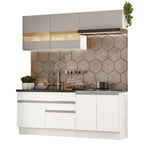 Armário de Cozinha Compacta 200cm Branco/Crema Glamy Madesa 07