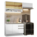 Armário de Cozinha Compacta 200cm Branco Glamy Madesa 08
