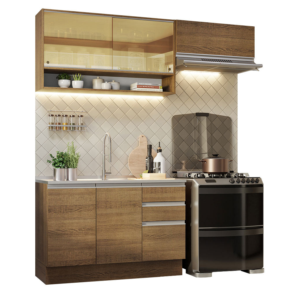 Armário de Cozinha Compacta 200cm Rustic Glamy Madesa 08