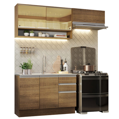 Armário de Cozinha Compacta 200cm Rustic Glamy Madesa 08