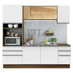 Armário de Cozinha Completa 220cm Rustic/Branco Glamy Madesa 01
