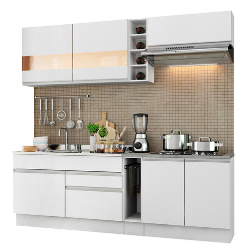 Armário de Cozinha Completa 220cm Branco Parma Madesa 02