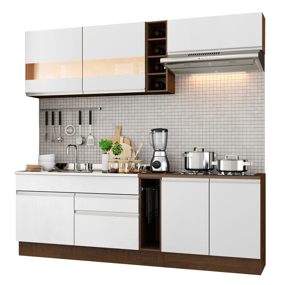 Armário de Cozinha Completa 220cm Rustic/Branco Parma Madesa 02