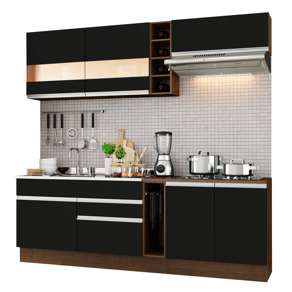Armário de Cozinha Completa 220cm Rustic/Preto Parma Madesa 02