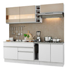 Armário de Cozinha Completa 220cm Branco/Branco/Crema Parma Madesa 02