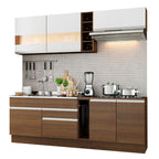 Armário de Cozinha Completa 220cm Rustic/Rustic/Branco Parma Madesa 02