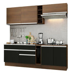Armário de Cozinha Completa 220cm Rustic/Preto/Rustic Parma Madesa 03
