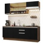 Armário de Cozinha Completa 240cm Rustic Preto Glamy Madesa 03