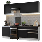 Armário de Cozinha Completa 240cm Branco/Preto Glamy Madesa 08