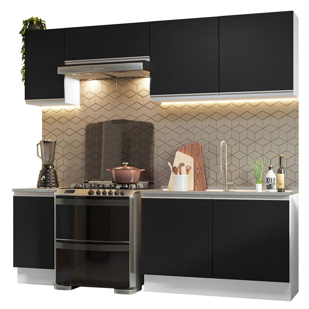 Armário de Cozinha Completa 240cm Branco/Preto Glamy Madesa 10