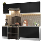 Armário de Cozinha Completa 240cm Branco/Preto Glamy Madesa 10