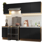Armário de Cozinha Completa 240cm Rustic/Preto Glamy Madesa 10