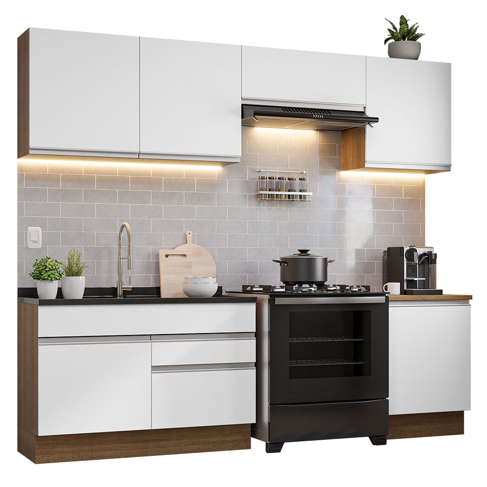 Armário de Cozinha Completa 260cm Rustic/Branco Glamy Madesa 04