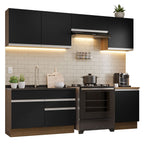 Armário de Cozinha Completa 260cm Rustic/Preto Glamy Madesa 04