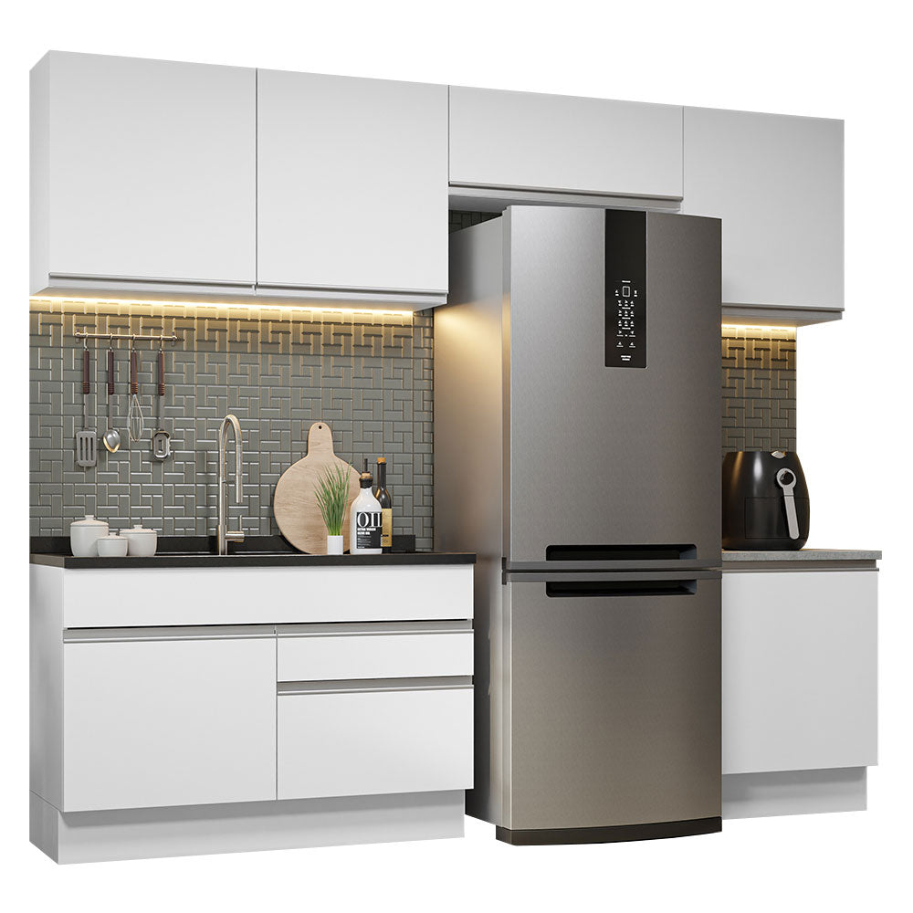 Armário de Cozinha Completa 260cm Branco Glamy Madesa 05