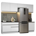 Armário de Cozinha Completa 260cm Branco Glamy Madesa 05