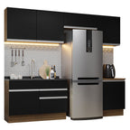 Armário de Cozinha Completa 260cm Rustic/Preto Glamy Madesa 05