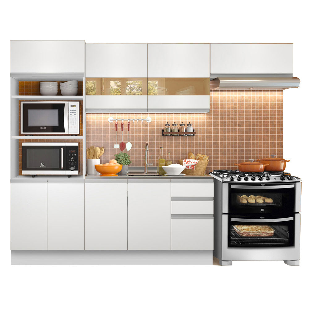 Armário de Cozinha Completa 270cm Branco Marselha Madesa 01