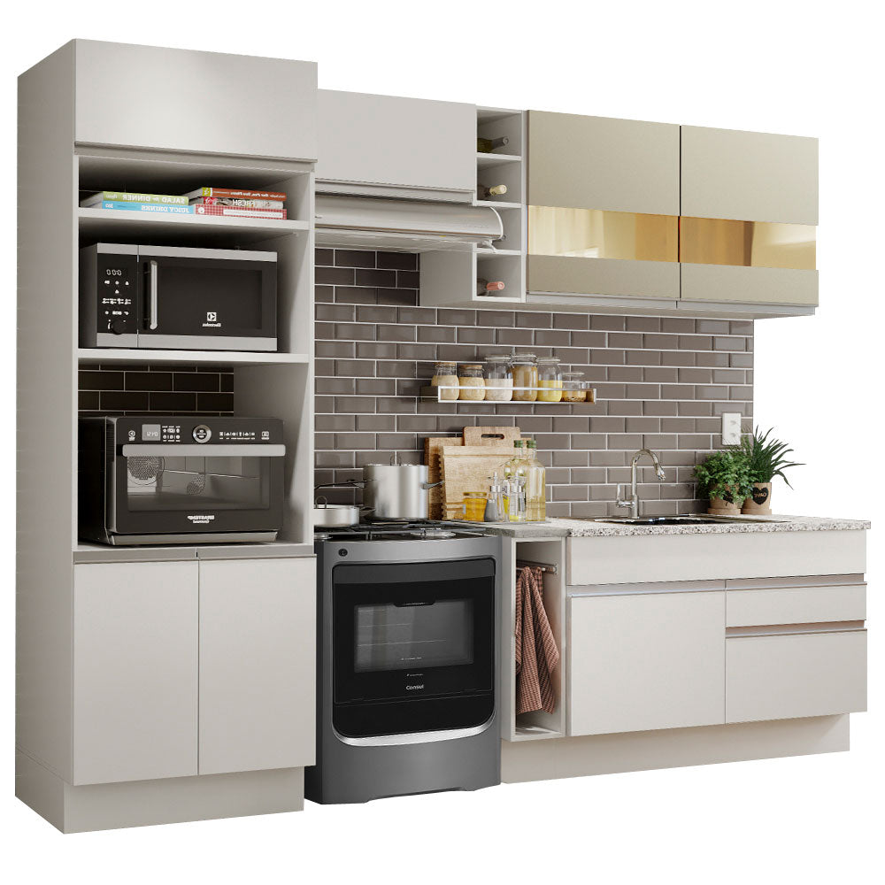 Armário de Cozinha Completa 270cm Branco/Branco/Crema Jade Madesa 08