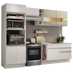 Armário de Cozinha Completa 270cm Branco/Branco/Crema Jade Madesa 08