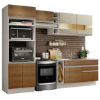Armário de Cozinha Completa 270cm Branco/Rustic/Crema Jade Madesa 08