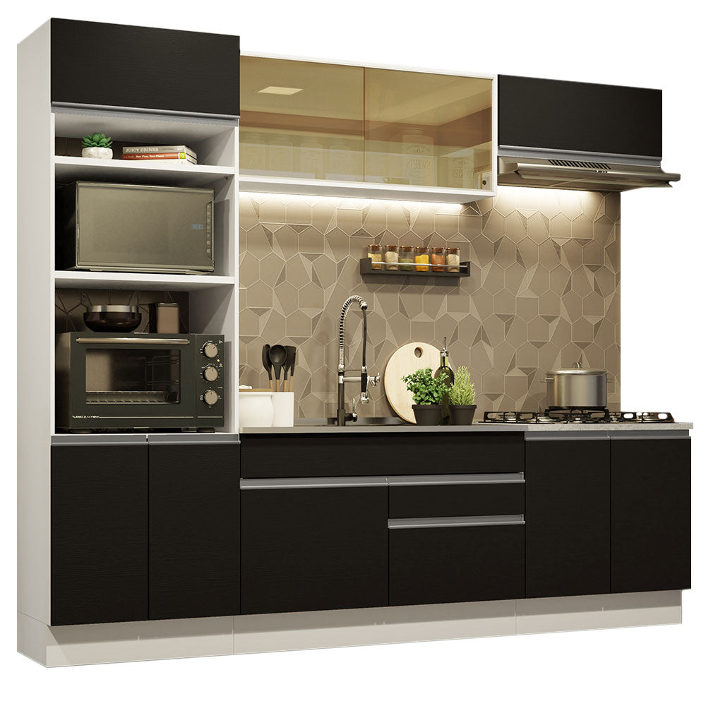 Armário de Cozinha Completa 270cm Branco Preto Glamy Madesa 10