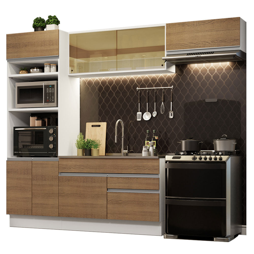Armário de Cozinha Completa 270cm Branco Rustic Glamy Madesa 11