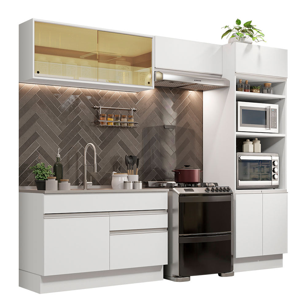 Armário de Cozinha Completa 270cm Branco Glamy Madesa 12