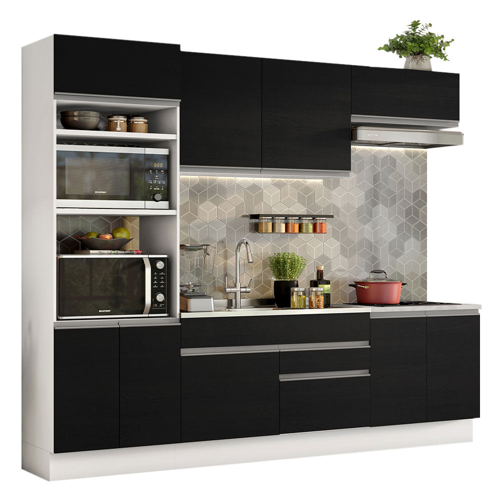 Armário de Cozinha Completa 270cm Branco/Preto Glamy Madesa 13