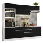 Armário de Cozinha Completa 270cm Branco/Preto Glamy Madesa 13