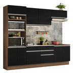Armário de Cozinha Completa 270cm Rustic/Preto Glamy Madesa 13