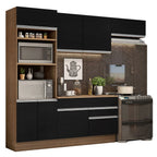 Armário de Cozinha Completa 270cm Rustic/Preto Glamy Madesa 14