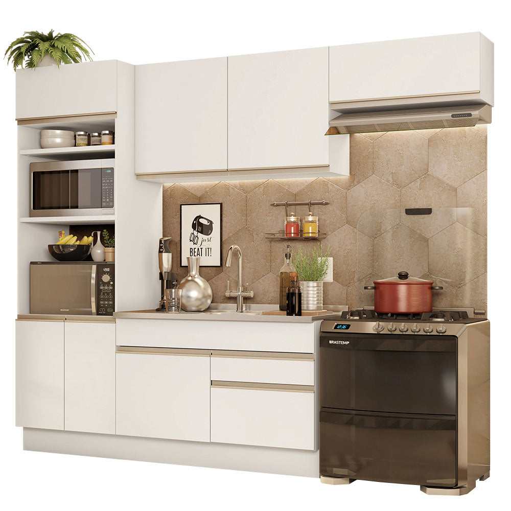 Armário de Cozinha Completa 270cm Branco Glamy Madesa 15