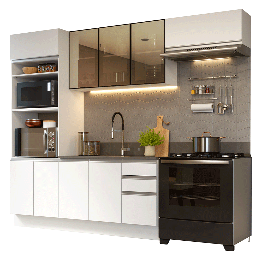 Armário de Cozinha Completa 270 cm Branco Glamy Madesa 17