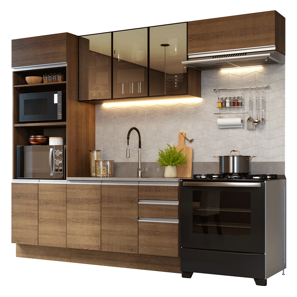Armário de Cozinha Completa 270 cm Rustic Glamy Madesa 17