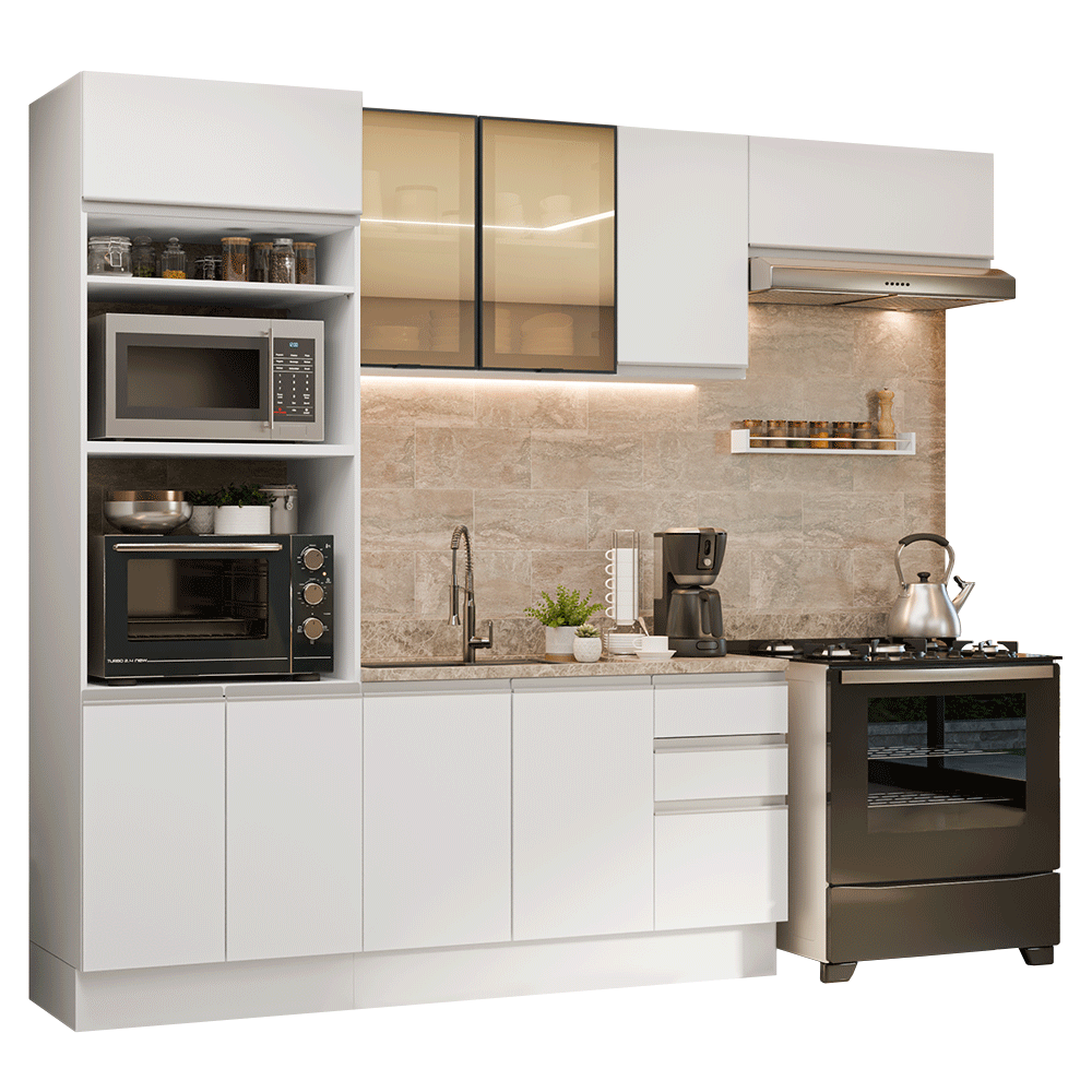 Armário de Cozinha Completa 270 cm Branco Glamy Madesa 18